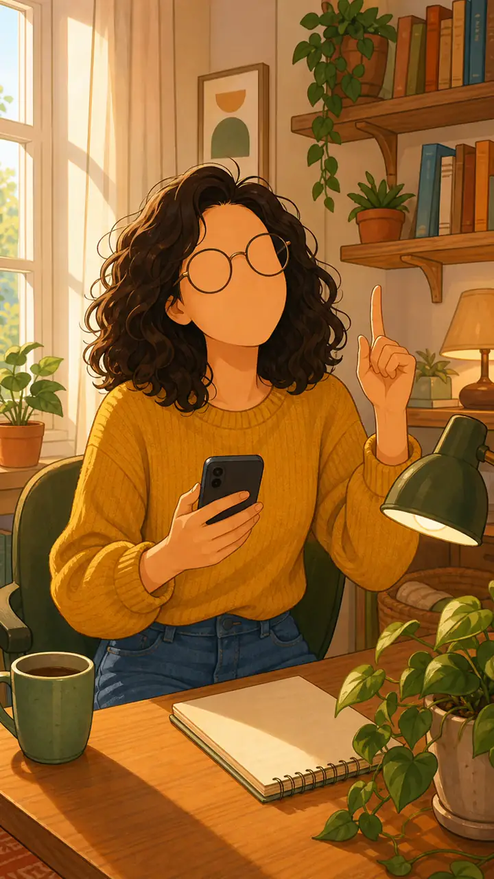 La même scène dessinée dans le style Cartoon chaleureux